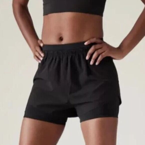 Athleta S/586789-02 Women's 2XS Black Mile Marker 2-in-1 Shorts - Picture 10 of 12